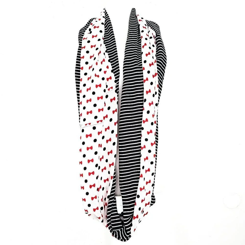 NWT Disney Parks Minnie Mouse Black White Red Infinity Scarf 31x35
